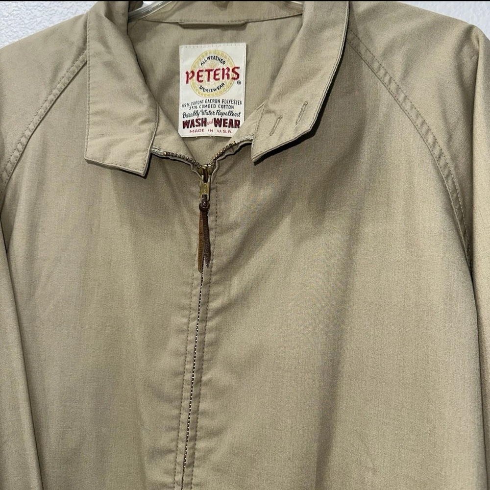 Vintage Peters All Weather Sportswear Men’s Rain Zip Up Jacket Khaki Beige